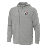 Pittsburgh Steelers Antigua Heather Gray Effortless Full-Zip Hoodie