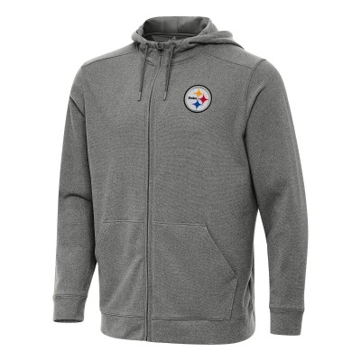 Pittsburgh Steelers Antigua Heather Black Effortless Full-Zip Hoodie