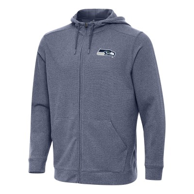 Seattle Seahawks Antigua Heather College Navy Effortless Full-Zip Hoodie