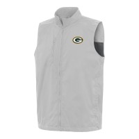 Green Bay Packers Antigua Gray Brisk Full-Zip Vest