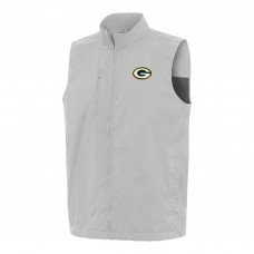 Green Bay Packers Antigua Gray Brisk Full-Zip Vest