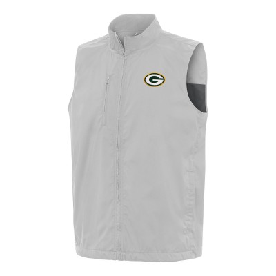 Green Bay Packers Antigua Gray Brisk Full-Zip Vest