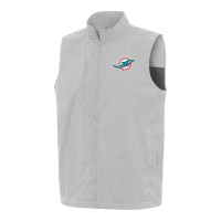 Miami Dolphins Antigua Gray Brisk Full-Zip Vest
