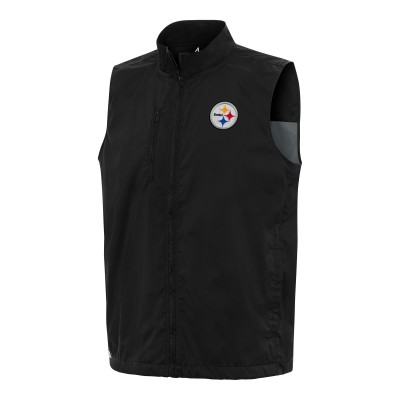 Pittsburgh Steelers Antigua Black Brisk Full-Zip Vest