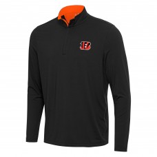Cincinnati Bengals Antigua Black/Orange Content Quarter-Zip Pullover Top