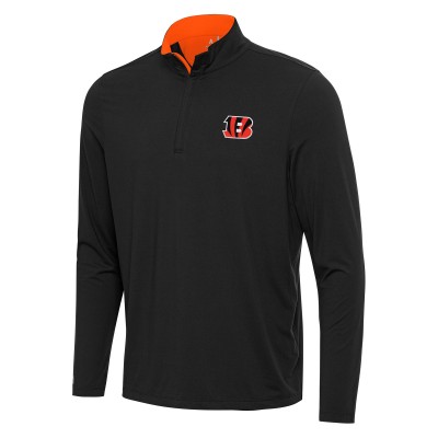 Cincinnati Bengals Antigua Black/Orange Content Quarter-Zip Pullover Top