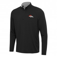 Denver Broncos Antigua Black/Gray Content Quarter-Zip Pullover Top