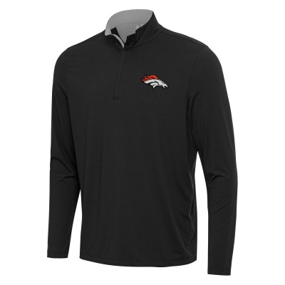 Denver Broncos Antigua Black/Gray Content Quarter-Zip Pullover Top