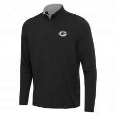 Green Bay Packers Antigua Black/Gray Content Quarter-Zip Pullover Top