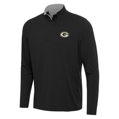 Green Bay Packers Antigua Black/Gray Content Quarter-Zip Pullover Top