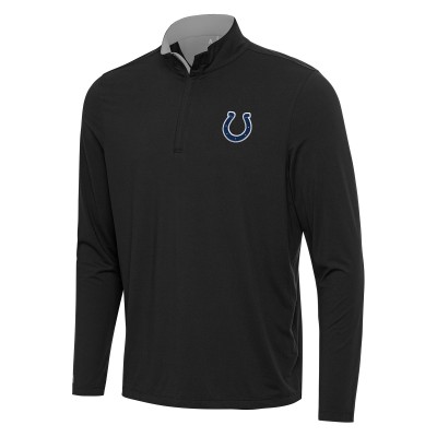 Indianapolis Colts Antigua Black/Gray Content Quarter-Zip Pullover Top