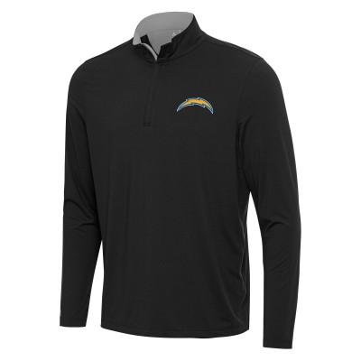Los Angeles Chargers Antigua Black/Gray Content Quarter-Zip Pullover Top