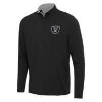 Las Vegas Raiders Antigua Black/Gray Content Quarter-Zip Pullover Top