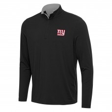 New York Giants Antigua Black/Gray Content Quarter-Zip Pullover Top