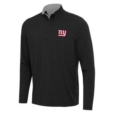 New York Giants Antigua Black/Gray Content Quarter-Zip Pullover Top