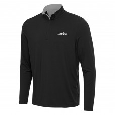 New York Jets Antigua Black/Gray Content Quarter-Zip Pullover Top New York Jets Antigua Black/Gray Content Quarter-Zip Pullover Top