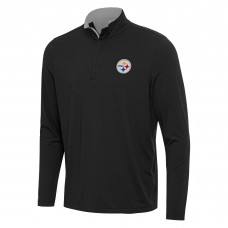 Pittsburgh Steelers Antigua Content Quarter-Zip Pullover Top - Black/Gray