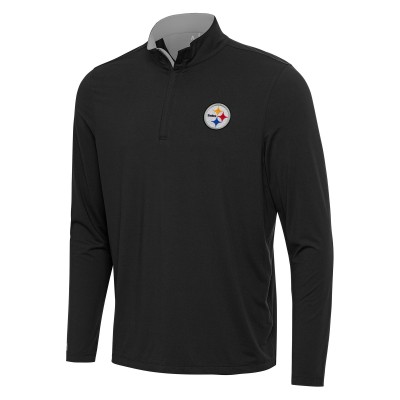 Pittsburgh Steelers Antigua Content Quarter-Zip Pullover Top - Black/Gray