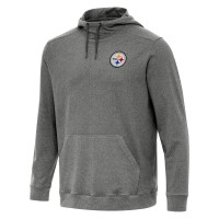 Pittsburgh Steelers Antigua Heather Black Cloud Pullover Hoodie