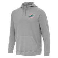 Miami Dolphins Antigua Heather Gray Cloud Pullover Hoodie