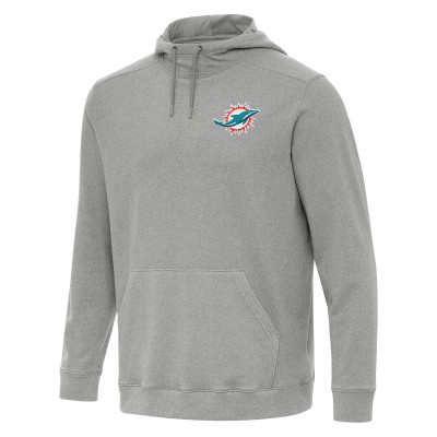 Miami Dolphins Antigua Heather Gray Cloud Pullover Hoodie