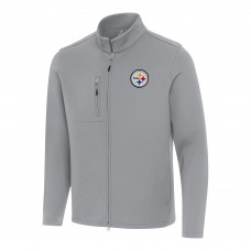 Pittsburgh Steelers Antigua Gray Objection Full-Zip Jacket