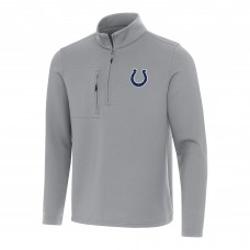 Indianapolis Colts Antigua Gray Insider Quarter-Zip Pullover Top