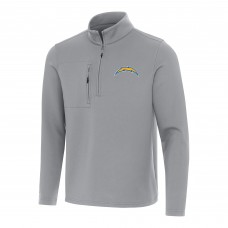 Los Angeles Chargers Antigua Gray Insider Quarter-Zip Pullover Top