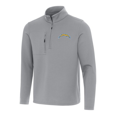 Los Angeles Chargers Antigua Gray Insider Quarter-Zip Pullover Top