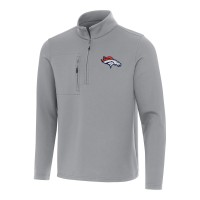 Denver Broncos Antigua Gray Insider Quarter-Zip Pullover Top