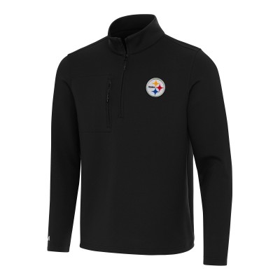 Pittsburgh Steelers Antigua Black Insider Quarter-Zip Pullover Top