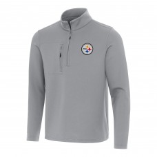 Pittsburgh Steelers Antigua Gray Insider Quarter-Zip Pullover Top