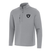 Las Vegas Raiders Antigua Gray Insider Quarter-Zip Pullover Top