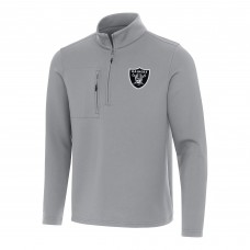 Las Vegas Raiders Antigua Gray Insider Quarter-Zip Pullover Top