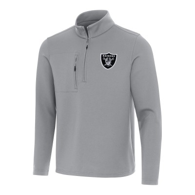Las Vegas Raiders Antigua Gray Insider Quarter-Zip Pullover Top