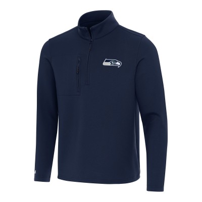 Seattle Seahawks Antigua College Navy Insider Quarter-Zip Pullover Top