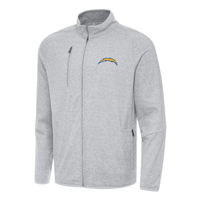 Los Angeles Chargers Antigua Heather Gray Hold-Up Tri-Blend Full-Zip Jacket