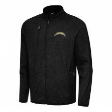 Los Angeles Chargers Antigua Heather Black Hold-Up Tri-Blend Full-Zip Jacket