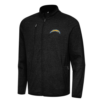 Los Angeles Chargers Antigua Heather Black Hold-Up Tri-Blend Full-Zip Jacket