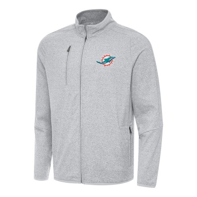 Толстовка на молнии Miami Dolphins Antigua Heather Gray Hold-Up Tri-Blend