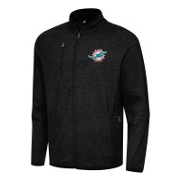 Miami Dolphins Antigua Heather Black Hold-Up Tri-Blend Full-Zip Jacket