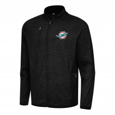 Miami Dolphins Antigua Heather Black Hold-Up Tri-Blend Full-Zip Jacket