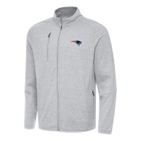 New England Patriots Antigua Heather Gray Hold-Up Tri-Blend Full-Zip Jacket