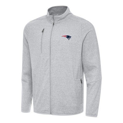 New England Patriots Antigua Heather Gray Hold-Up Tri-Blend Full-Zip Jacket