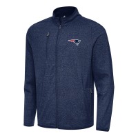 New England Patriots Antigua Heather Navy Hold-Up Tri-Blend Full-Zip Jacket