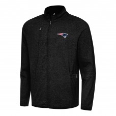 New England Patriots Antigua Heather Black Hold-Up Tri-Blend Full-Zip Jacket
