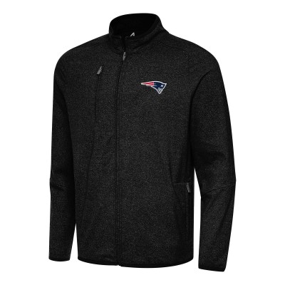 New England Patriots Antigua Heather Black Hold-Up Tri-Blend Full-Zip Jacket