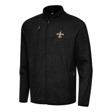 Кофта на молнии New Orleans Saints Antigua Heather Black Hold-Up Tri-Blend
