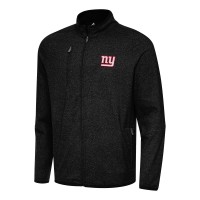 New York Giants Antigua Heather Black Hold-Up Tri-Blend Full-Zip Jacket