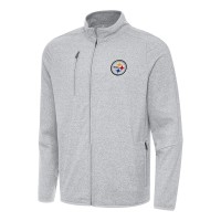 Pittsburgh Steelers Antigua Heather Gray Hold-Up Tri-Blend Full-Zip Jacket